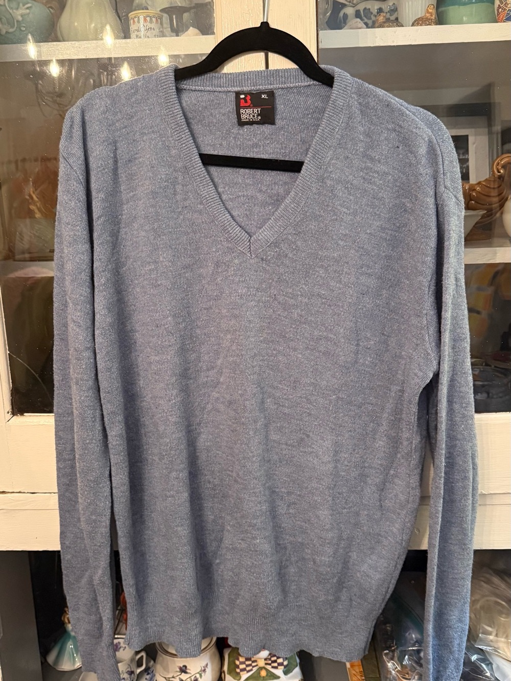 Robert Bruce Men's Sky Blue V-Neck Sweater
